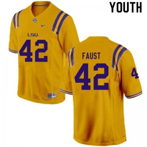 Youth LSU Tigers #42 Hunter Faust Gold College Jerseys 363727-601