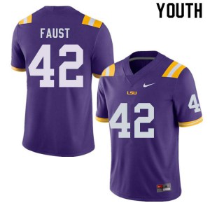 Youth LSU Tigers #42 Hunter Faust Purple Football Jersey 208492-208
