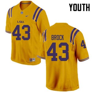 Youth LSU #43 Matt Brock Gold Stitch Jerseys 706532-394
