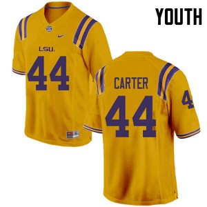 Youth LSU Tigers #44 Tory Carter Gold Stitch Jerseys 202231-112