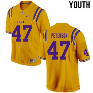 Youth LSU #47 Max Peterson Gold Embroidery Jersey 501677-194
