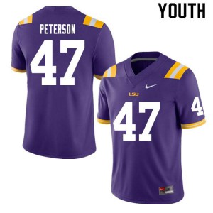 Youth LSU Tigers #47 Max Peterson Purple Embroidery Jerseys 294062-431