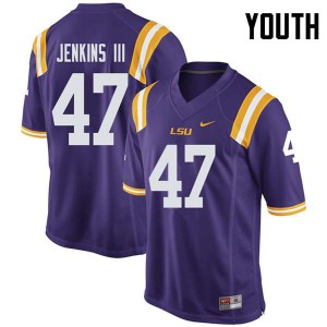 Youth LSU #47 Nelson Jenkins III Purple Football Jersey 136178-591