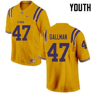 Youth Louisiana State Tigers #47 Trey Gallman Gold High School Jerseys 902003-744