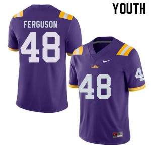 Youth LSU #48 Blake Ferguson Purple Embroidery Jerseys 332160-578