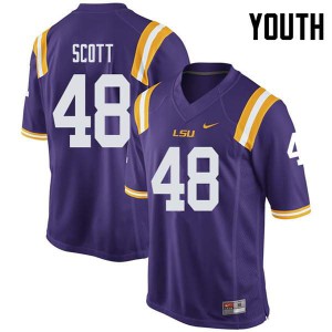 Youth LSU Tigers #48 Dantrieze Scott Purple Embroidery Jerseys 496753-732