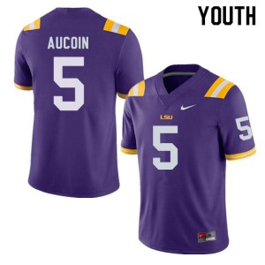 Youth LSU Tigers #5 Alex Aucoin Purple Stitch Jerseys 164501-113