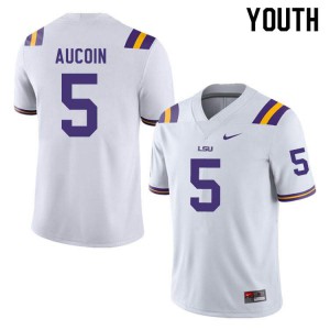Youth LSU #5 Alex Aucoin White Official Jerseys 562797-580