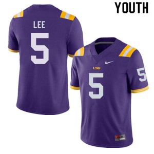 Youth LSU #5 Devonta Lee Purple Football Jersey 584855-377