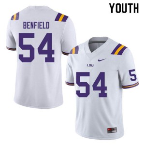 Youth LSU #54 Aaron Benfield White Stitch Jerseys 412605-362