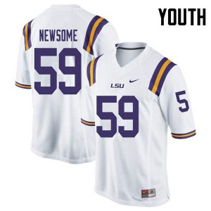 Youth Louisiana State Tigers #59 Seth Newsome White Stitched Jersey 926378-731