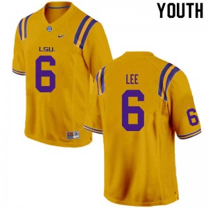 Youth LSU #6 Devonta Lee Gold Stitched Jersey 426186-149