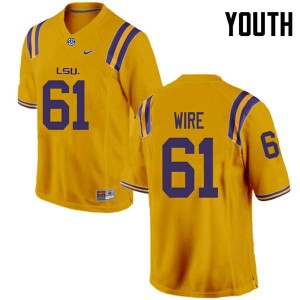 Youth Tigers #61 Cameron Wire Gold Embroidery Jerseys 236069-117