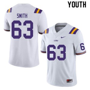 Youth Louisiana State Tigers #63 Michael Smith White University Jerseys 166903-964