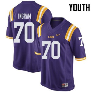 Youth LSU Tigers #70 Ed Ingram Purple Player Jersey 107622-456