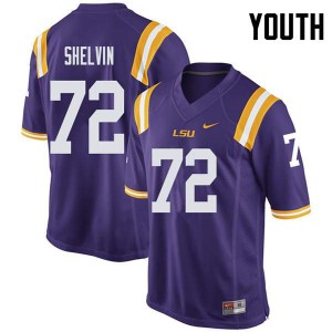 Youth LSU #72 Tyler Shelvin Purple Embroidery Jersey 819690-691