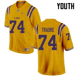 Youth LSU Tigers #74 Badara Traore Gold Football Jerseys 367682-314