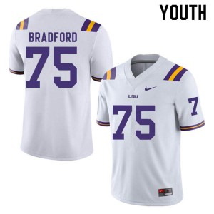 Youth LSU #75 Anthony Bradford White Stitched Jerseys 266195-401