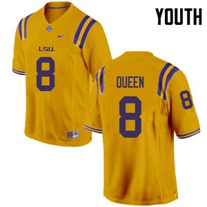 Youth LSU #8 Patrick Queen Gold Embroidery Jersey 854336-871