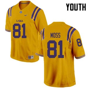 Youth LSU Tigers #81 Thaddeus Moss Gold Stitched Jerseys 279873-440