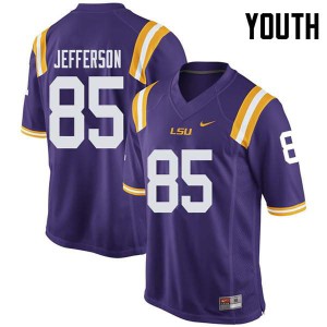 Youth Tigers #85 Justin Jefferson Purple Football Jerseys 752433-797