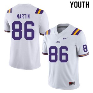 Youth LSU Tigers #86 Michael Martin White Embroidery Jerseys 752976-455