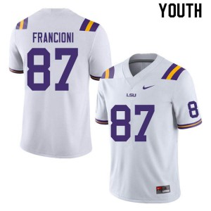 Youth LSU #87 Evan Francioni White Embroidery Jersey 444739-962