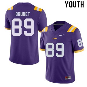 Youth LSU #89 Colby Brunet Purple College Jersey 114156-505