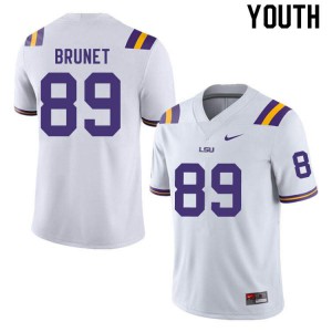 Youth Louisiana State Tigers #89 Colby Brunet White Stitch Jersey 195752-885
