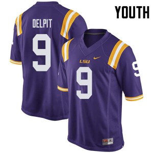 Youth LSU #9 Grant Delpit Purple Official Jersey 748478-497