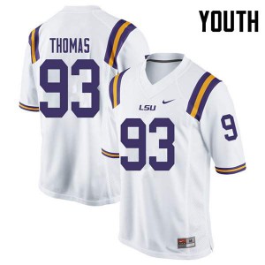Youth Louisiana State Tigers #93 Justin Thomas White Stitch Jersey 612404-281