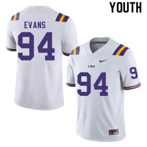 Youth LSU #94 Joseph Evans White Player Jerseys 713640-779