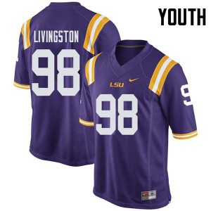 Youth LSU #98 Dominic Livingston Purple University Jerseys 680787-171