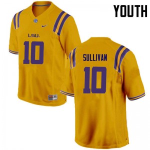 Youth LSU #10 Stephen Sullivan Gold Football Jersey 695560-704