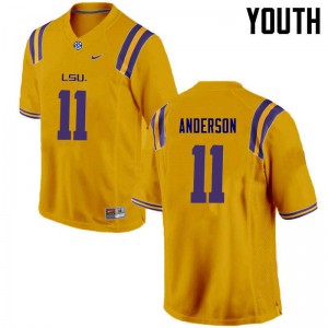 Youth LSU #11 Dee Anderson Gold Player Jersey 204595-988