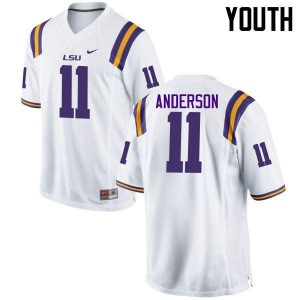 Youth LSU #11 Dee Anderson White Stitched Jersey 144160-925