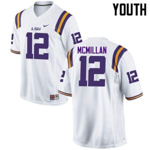 Youth Louisiana State Tigers #12 Justin McMillan White Football Jerseys 564731-832