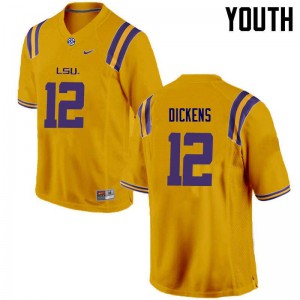 Youth LSU #12 Micah Dickens Gold Football Jerseys 286177-250