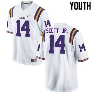 Youth LSU #14 Lindsey Scott Jr. White Player Jersey 618284-951