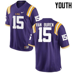 Youth LSU #15 Steve Van Buren Purple University Jerseys 346236-123