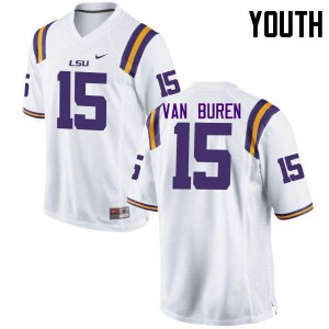 Youth Louisiana State Tigers #15 Steve Van Buren White Embroidery Jersey 758295-250