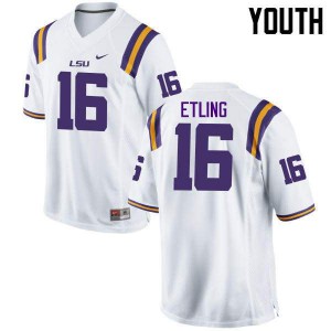 Youth LSU #16 Danny Etling White Football Jersey 626445-191
