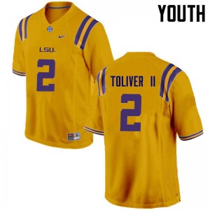 Youth LSU #2 Kevin Toliver II Gold Stitch Jersey 967004-602
