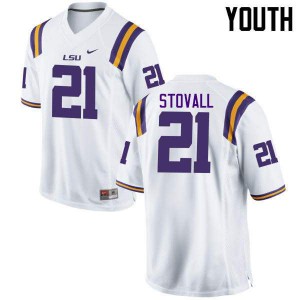 Youth LSU Tigers #21 Jerry Stovall White High School Jerseys 383400-190
