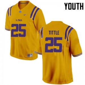 Youth LSU Tigers #25 Y. A. Tittle Gold Embroidery Jersey 199513-825