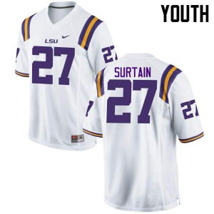 Youth LSU Tigers #27 Brandon Surtain White Official Jersey 530770-723