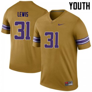 Youth Louisiana State Tigers #31 Cameron Lewis Gold Legend Player Jerseys 586008-572