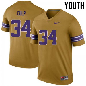 Youth Tigers #34 Connor Culp Gold Legend Football Jerseys 646020-475