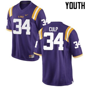 Youth LSU #34 Connor Culp Purple High School Jerseys 962012-886
