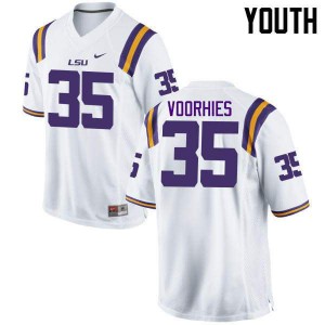 Youth Louisiana State Tigers #35 Devin Voorhies White Official Jersey 801514-519